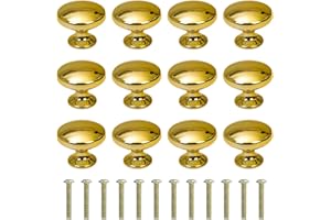 MENGH-SHOP Cabinet Knob Round Door Knobs Mushroom Shape Pull Handle with Screws for Cabinet Wardrobe Drawer Cupboard 12 Pieces Gold