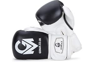 GO MAX GoMax Leather Boxing Gloves 6,8,10,12,14,16 oz Boxing Glove for Training Punching Sparring Punching Boxing Bag Gloves Mitts Muay Thai Kickboxing MMA Martial Arts Workout Gloves
