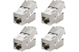 ZOERAX 4x CAT7 Keystone RJ45 Modul Buchse - Werkzeuglose LSA Schneidklemme für CAT7/CAT6a/CAT6 Verlegekabel, 10 Gbit/s 1000 MHz, Vollgeschirmt STP (AWG 22-24) - Für Patchpanel & Netzwerkdose