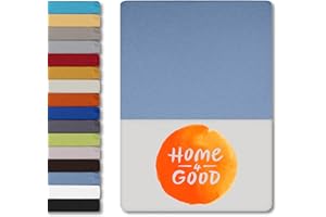 HOME - 4 - GOOD home4good Spannbettlaken 120x200cm, 100% gekämmte Baumwolle, Oeko-TEX 100, Jersey Spannbetttuch Bettlaken 120 x 200 - Hellblau