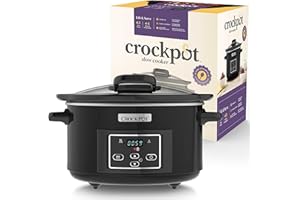 CROCK-POT Crockpot Lift and Serve Digital Slow Cooker with Hinged Lid and Programmable Countdown Timer | 4.7 L (up to 5 People) | Energy Efficient | Black [CSC052]