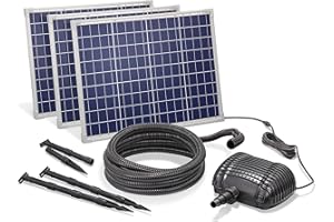 ESOTEC Kit de ruisseau solaire 150 W avec module solaire 5000 l/h - Débit : 3 m - Hauteur de refoulement avec tuyau de 5 m - Pompe de ruisseau 32 mm - Kit complet 101972