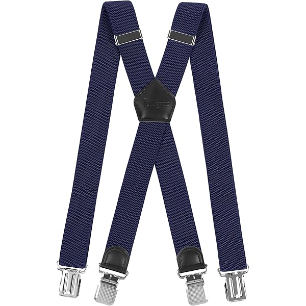HNOOM Bretelles Homme Larges Élastiques Réglables - 4 Clips X Fort, 3.8 Cm, Longueur 120 Cm