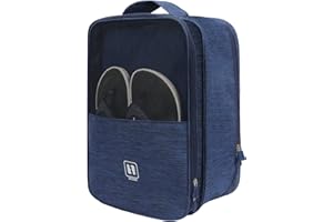 Unaone Travel Shoe Bag, 3 Layers Shoe Storage Bag Portable Shoes Organizer Zippered Shoe Bag for Travel Storage Shoe Pouch with Top Handle, Navy Blue