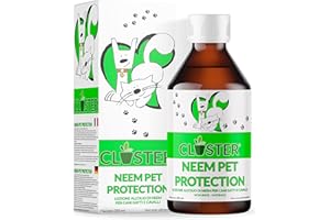 CLOSTER Neem Pet Protection - Olio di Neem Puro Repellente Naturale Anti Insetti Antipulci Antiparassitario Naturale contro Zecche Pulci Zanzare Mosche Acari Pidocchi Per Cani Gatti Cavalli (250 ML)