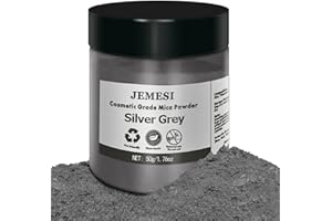 ‎JEMESI JEMESI 50g Epoxidharz Farbe, Metallic Farbe Resin Pulverfarbe Seifenfarbe Pigmentpulver Mica Pulver Powder zur Farbherstellung - Silber Grau