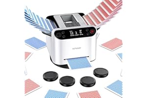KPAW Kartenmischmaschine mit Austeilen, 360° Drehung für 1–2 Decks, mit 4 Fernbedienungen, Automatischer Kartenmischer und Austeiler Für 2–12 Spieler, Wiederaufladbar, Leise für Poker (Weiß)