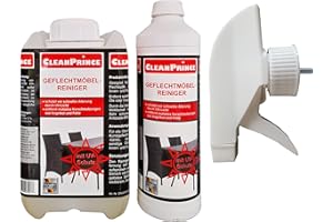 2,5 Litro Limpiador Muebles de Mimbre cleanprince Geflechtmöbel-reiniger 2500ML Ratán Cesta Luz UV Poliratán Agentes Limpieza (Plástico) Silla Tejida Mesa Sillón Jardín Designermoebel Malla (Poli