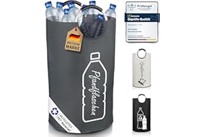 COTTARA Original recycelter Flaschensammler für Leergut - hergestellt aus recycelten PET-Flaschen - Ideal als Pfandflaschen Aufbewahrung Pfandflaschen Sammelbehälter - Extra groß 69l grau (Grau, L)