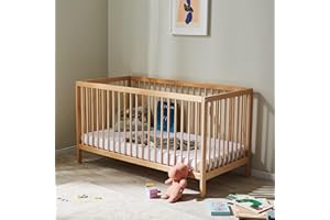 Kids Collective Lit bébé lit d'enfant lit à barreaux 70x140 réglable en Hauteur & barreaux Amovibles, en Option avec tiroir et Matelas | Bois de hêtre Naturel très Stable Made in Europe