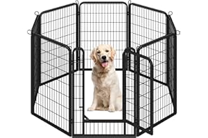Yaheetech Recinto per Cani Grande 8 Pannelli 68 x 100 cm Conigli Animali Cuccioli per Casa da Interno Esterno Giardino in Ferro Recinzione Rete Metallica Pieghevole e Portatile Nero