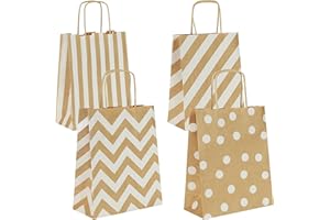 PAKNOR® Lot de 16 sacs en papier marron avec poignée, 18 x 22 x 8 cm, sacs cadeaux, sacs en papier kraft, calendrier de l'Avent bricolage (marron)