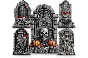 Huanmin Halloween gravsten dekoration utomhus, skrämmande RIP gravsten gårdsskyltar vägkantsvarning rekvisita med markspikar