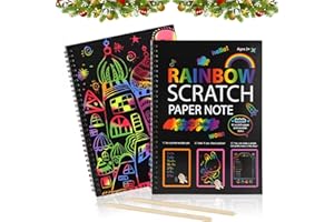 NASHRIO 2 Pack Scratch Off Notebooks for Kids Rainbow Scratch Art Crafts for Girls Toys Age 3-10 Years Old Scratch Art Paper Toys for 4 5 6 7 8 9 10 Year Old Kids Girls/Boys Christmas Birthdays Party Gift