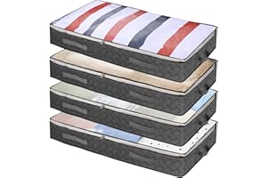 Revivoer Contenitori per Armadio Salvaspazio, Set di 4 Scatole per Vestiti Organizer Armadio, Contenitore per Armadio Traspirante e Inodore, Adatto per Piumoni, Coperte e Biancheria da Letto (Grigio)