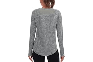 Wayleb Maglietta Sportiva Donna Manica Lunga, Longsleeve T-Shirt Allenamento Traspirante, Top Fitness Leggero Girocollo Casual per Yoga Jogging – S-XXL