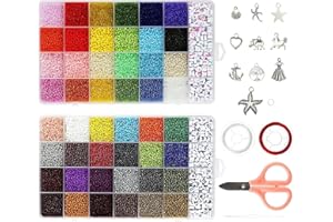 Naler 35000 Cuentas de Colores 2mm Kit para Hacer Pulseras Niñas Mini Cuentas y Abalorios Letras para DIY Pulseras Collares Bisutería (56 Colores)