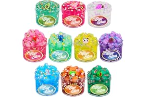 AMTONLEDA 10 Pack Clear Slime Kit Crystal Clear Slime Set Soft Premade Jelly Cubes Clear Slime Pack for Kids Party Favors Stress Anxiety Relief Toys for Boys Girls