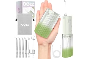 OOZZ Resevattenflosser, bärbar ficktandtråd, USB-C uppladdningsbar oral irrigator med 5 lägen, 6 jetspetsar och läckagesäker design, trådlös spolare, IPX8 vattentät, OZ-7213