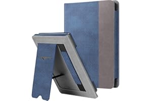 FINTIE Funda Vertical para Kobo Clara HD - Carcasa de Cuero Sintético con Bolsillo para Tarjeta y Correa de Mano Función de Soporte y Auto-Reposo/Activación, Azul Marino