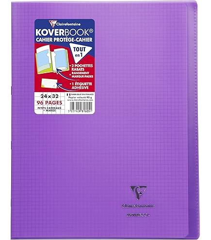 Clairefontaine 376801C Un Cahier à Spirale Koverbook - A4 21x29,7 cm - 160 Pages Lignées avec Marge - Papier Blanc 90 g - Couverture Polypro Couleur Aléatoire