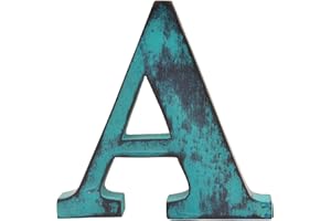LETTER-O-HOLIC Shabby Chic Vintage Large 11 cm Wooden Letters Hand Finished Alphabets Free-Standing Or Wall Mounted Décor for Weddings Baby Names Signs Unique Personalised Gift. (Teal, Letter A)