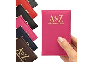 Evelay Index Address Book Leather Look Cover Executive Padded Small Sizes Notebook A-Z (Pink)