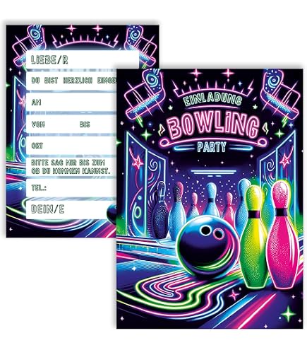 JuNa-Experten 6 Einladungskarten zum 10. Kindergeburtstag Bowling Kegeln Jungen Mädchen coole Einladungen zehnte Geburtstag Mädchengeburtstag Jungsgeburtstag JuNa-Experten 6 Einladungskarten zum 10. Kindergeburtstag Bowling Kegeln Jungen Mädchen coole Einladungen zehnte Geburtstag Mädchengeburtstag Jungsgeburtstag