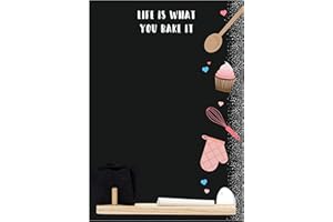 Chalkboards UK Bake It Negra pequeña, Pizarra de Cocina con Bandeja, Pieza de Tiza y Borrador de Fieltro. Gama de diseño de Cabina, Madera, W30 x H30 cm