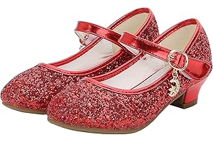 KANDEMY Mädchen Prinzessin Schuhe mit Absatz Festliche Glitzer Schuhe Kinder Stöckelschuhe für Geburtstag Hochzeit Halloween Karneval Fasching Ball Party 26-38