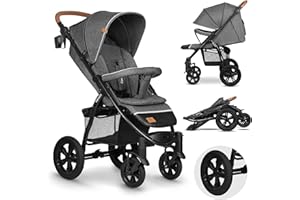 LIONELO Annet Tour Silla de paseo, bebe carro, hasta 22 kg, ajuste del respaldo a la posición tumbada, ruedas sin mantenimiento, capota impermeable XXL, cinturones de 5 puntos (gris)