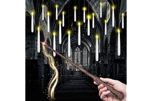 CHLDYCST Floating Candles with Wand, Flickering Warm Ligh Battery Flameless LED Remote Magic Hanging Candles for Party Home Room Birthday Halloween Christmas Decorations (10Pcs)