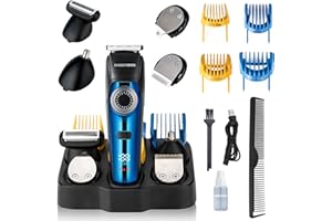 BarberBoss Men's 5 in 1 Grooming Kit, Precision Trimming for Nose, Ear, Hair, Beard, and Body with 39 Length Settings, Precision Control Dial, USB Rechargeable, 100% Waterproof and LED Display