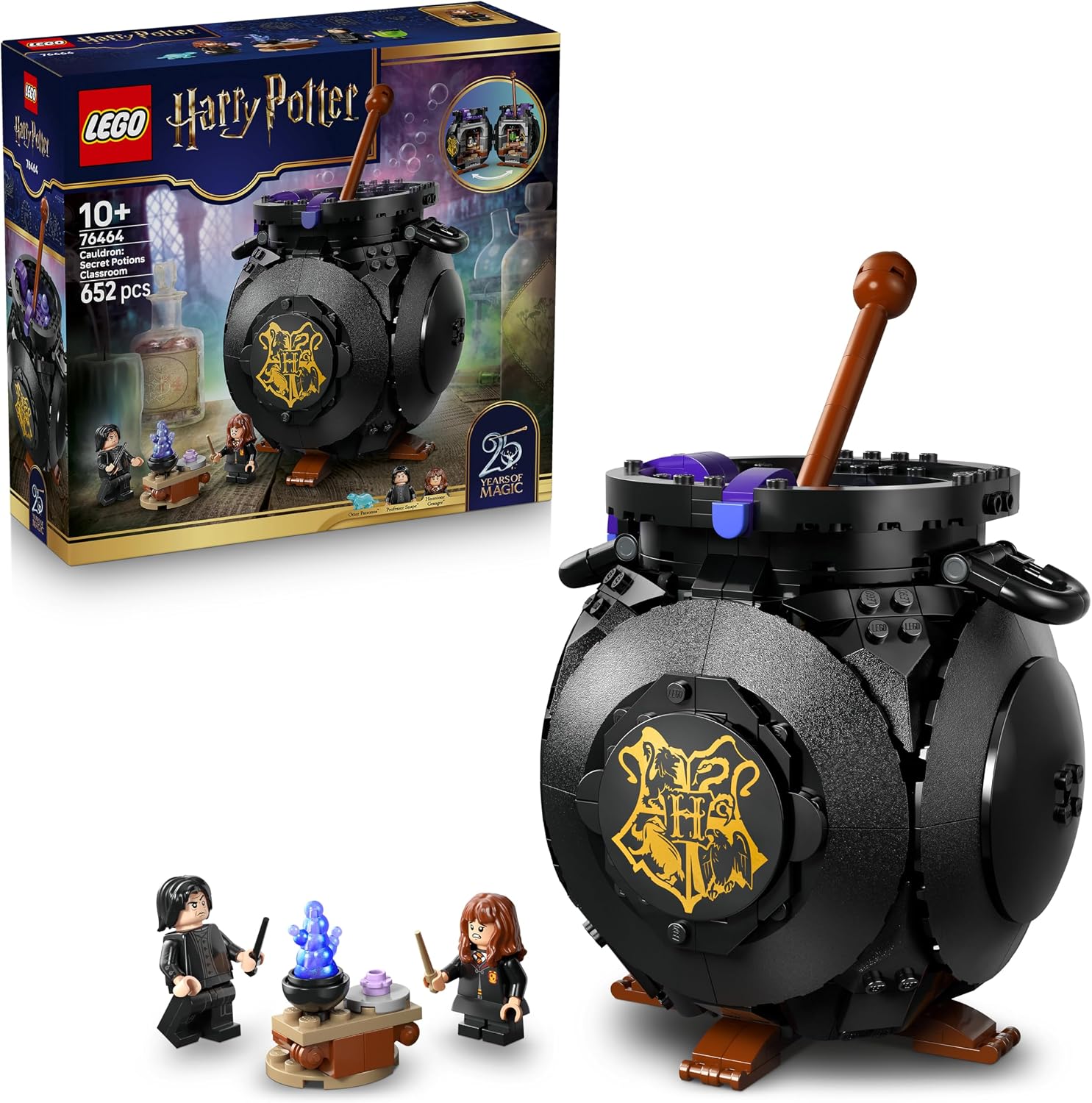 LEGO Harry Potter Caldero: Aula de Pociones Secretas - Decoración para el Dormitorio - Juguete de Colección - Minifiguras de Patronus, Hermione y Snape - Regalo para Niñas y Niños de 10+ Años - 76464