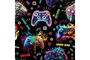CHDITB Watercolor Game Wallpaper,Gamer Wallpaper Self Adhesive(17.3”x118.1”) Graffiti Wallpaper Boys Bedroom,Gaming Wall Sticker,Game Console Splashing Wall Paper,Video Game Wallpaper for Game Room