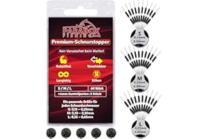 ‎PARADOX FISHING Paradox Fishing 60 Premium Schnurstopper aus Silikon - 3 Größen S/M/L je 20 Stück 5X Gummiperlen 4mm - Schnurstopper Angeln Gummistopper Angeln - für Posen
