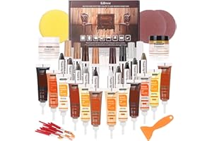 Kit Reparation Parquet, KMEIVOL 42 Pièces mastic à bois haute performance, feutre retouche bois – Kit de réparation de rayures de sol en bois dur pour rayures, fissures, trou, stratifié