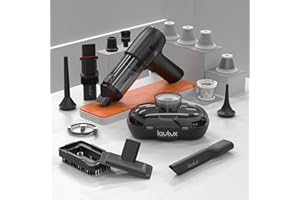 lautux Turbotastic Pro 2 Handstaubsauger – 120W, 18.000Pa, bis 60 Min Laufzeit, HEPA-Filter, LED-Display, 4-in-1 Düsen (Auto, Tierhaare, Polster, Aufpumpen, Vakuumieren) (Nachtschwarz, Premium Set)