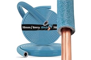 INSTALGURU PE-Rohrisolierung Isolierschlauch 10 m Rolle x Ø 15 mm / 6 mm Isolierstärke Blau | Schutzschlauch Heizungsrohr Isolierung mit Schutzhaut | Rohr Dämmung Schlauch Rohrdämmung Warmwasserleitung Heizung