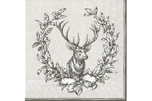 IHR COUNTRY DEER linen Luncheon Paper Table Napkins 20 in a pack 33cm square