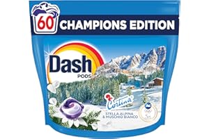 Dash Pods Detersivo In Capsule, 60 Lavaggi, Champions Edition, Cortina, Stella Alpina e Muschio Bianco, Pulito e Freschezza in 1 solo lavaggio
