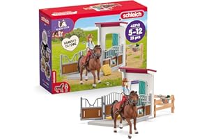 SCHLEICH 42710 Box per Cavalli con Hannah e Cayenne di Horse Club, da 5 Anni, Horse Club - Playset, 25 Pezzi