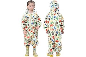 JinBei Fille Imperméables Garçon Combinaison de Pluie Enfants à Capuche Veste Pantalon Respirant Poncho Unisexe Randonnée Manches Longues Imperméable Les Dessins Animés Vêtements 1-10 Ans