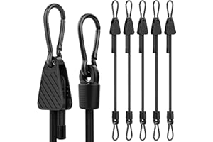 RUGTOL Bungee Cords with Hooks, Upgrade 150cm Adjustable Bungee Cords with Carabiner Hooks, Easy to Adjust from 18 to 150 cm Elasticity UV-Resistance Bungee Straps Heavy Duty for Bike, Cargo, 6 Pack