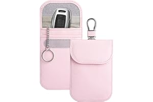 Teskyer 2 Pack Faraday Pouch for Car Keys, Keyless Car Key Signal Blocker Pouch, RFID Key Pouch, Light Pink