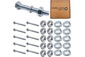 EVELYNE M6 Nut, Bolt & Spring Washer Set. 10 pack – M6x40 Bolts, M6 Nuts & M6 Spring Washers