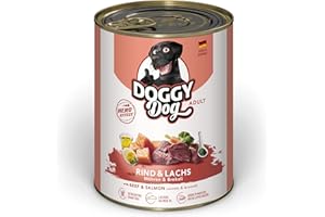 SOUL PET Doggy Dog Paté Bœuf et Saumon 6 x 800 g de Nourriture Humide pour Chien sans céréales avec Huile de Saumon et Moule aux orles Vertes, Aliment Complet avec Carotte et Brocoli, fabriqué en Allemagne