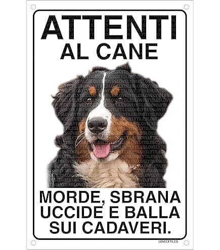 Cartello 'Attenti Al Cane' Per Bovaro Del Bernese - Targa In Metallo 15x20 Cm