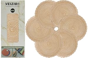 VEIZIBEE Tappetini da Tavolo，Resistente al calore intrecciato Pizzo Tovagliette da Pranzo Tappetini da Pranzo Lavabili Antiscivolo Rotondi Cucina Tavolo da Pranzo Stile Europeo (kaki, 30cm)