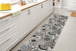 GLHOME IDEE PER LA CASA GL Home Tappeto Cucina Antiscivolo Made in Italy Passatoia Antimacchia Multiuso Corridoio Soggiorno Lavabile in Lavatrice - Esagoni Marroni - 50x200 cm